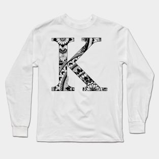 Mandala Letter Capital K Long Sleeve T-Shirt